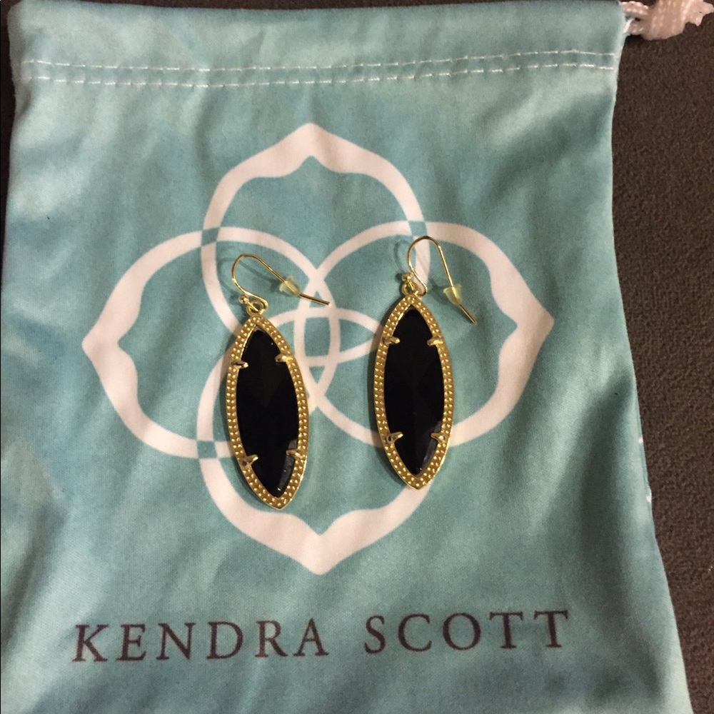 KENDRA SCOTT Marquis Earrings Black and Gold